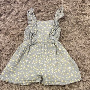 Lemons Girls Romper in Gray and Yellow 3t